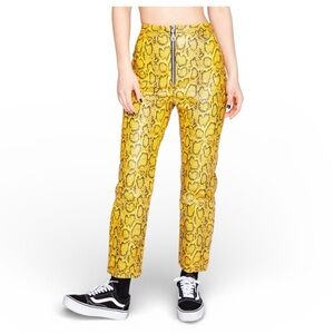 The Ragged Priest Cobra Pants XS Snakeskin Faux Leather Zip Front High Rise New